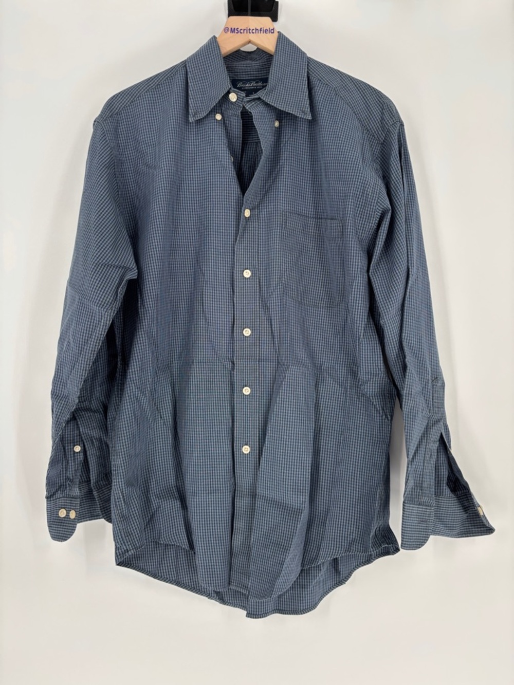 Brooks brothers plaid button down long sleeve shirt small blue